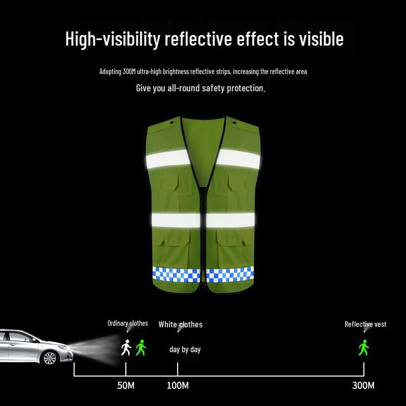 Fluorescent Reflective Traffic Safety Vest for Construction and Road Patrol