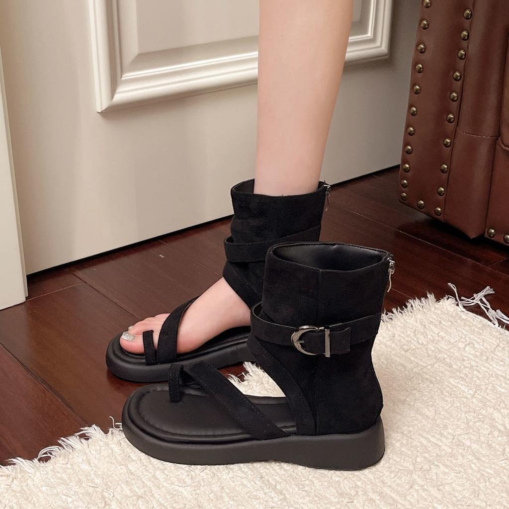 Modern girl style retro Hong Kong style temperament thin elegant cool boots women's shoes personality viral trends fashion