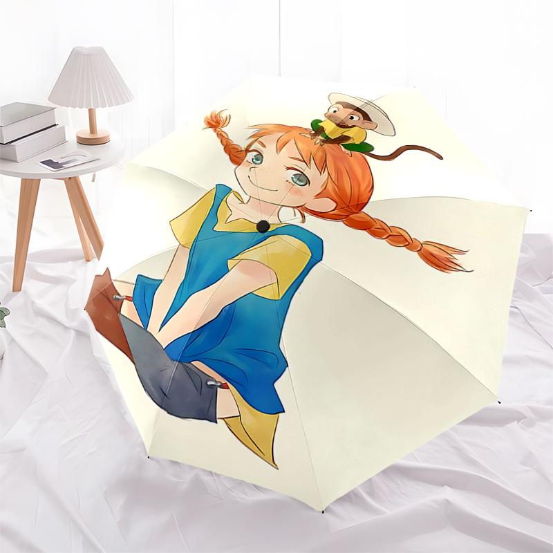 

Pippi Langstrumpf: Automatic Opening/Closing Umbrella with Foldable Design and 8-Bone Iron Frame - Perfect for Fans, Travelers, and Daily Us