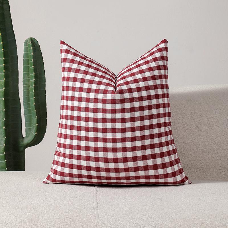 Pastoral Red Large and Small Plaid Pillowcases Simple Pinstripe Plain Pillowcases Pillow Waist Pillowcases Without Core
