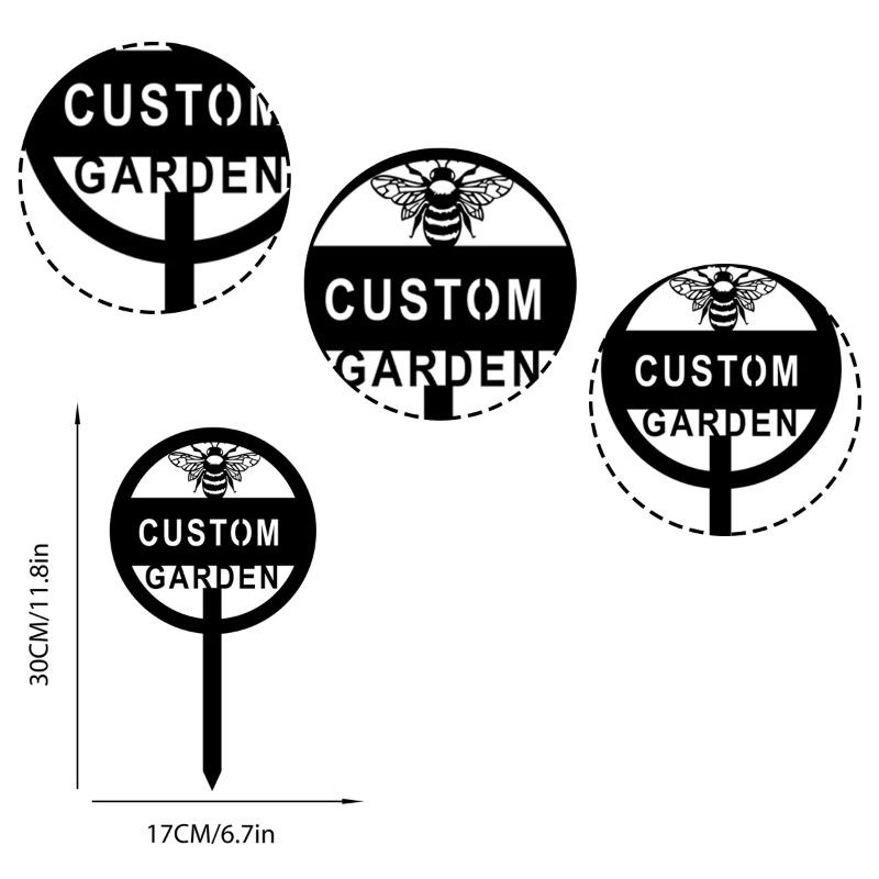 Charming Custom Bee-Themed Personalized Garden Name Metal Sign, Ideal for Garden Art & Metal Yard Art Decor, Outdoor Address Signs