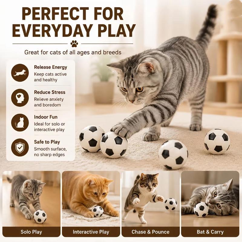 4Pcs Cat Soccer Toy Interactive Bouncy Ball For Kittens And Adult Cats The Perfect Indoor Entertainment Toy