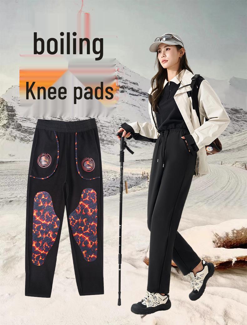 

Unisex Flame Ski Pants: Plus Velvet, Warm, Loose, Thickened, Classic Winter Style - Versatile and Simple. 4XL (80-90 kg) чорний