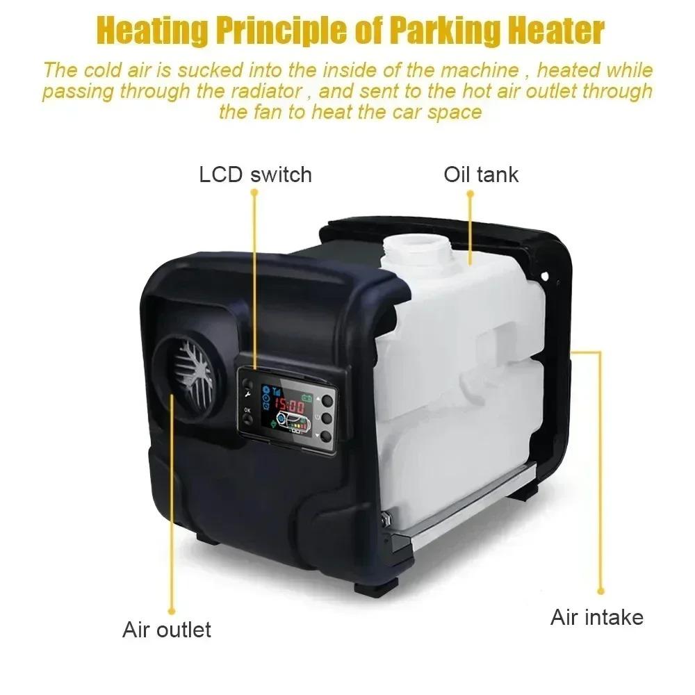 5KW Diesel Parking Heater 12V24V220V Multi Voltage Aluminum Housing Defrosting LCD Display Wireless Remote For RV Bus Snow Area