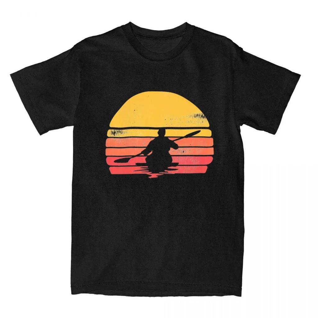 UnisexKayaking Sunset T Shirts Apparel Sea Kayak 100% Cotton T-shirt Clothes Amazing Tee Shirt All Seasons