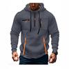 Mens Hooded Sweatshirt With Zippered Pockets Slim Fit Cotton Blend Casual Pullover