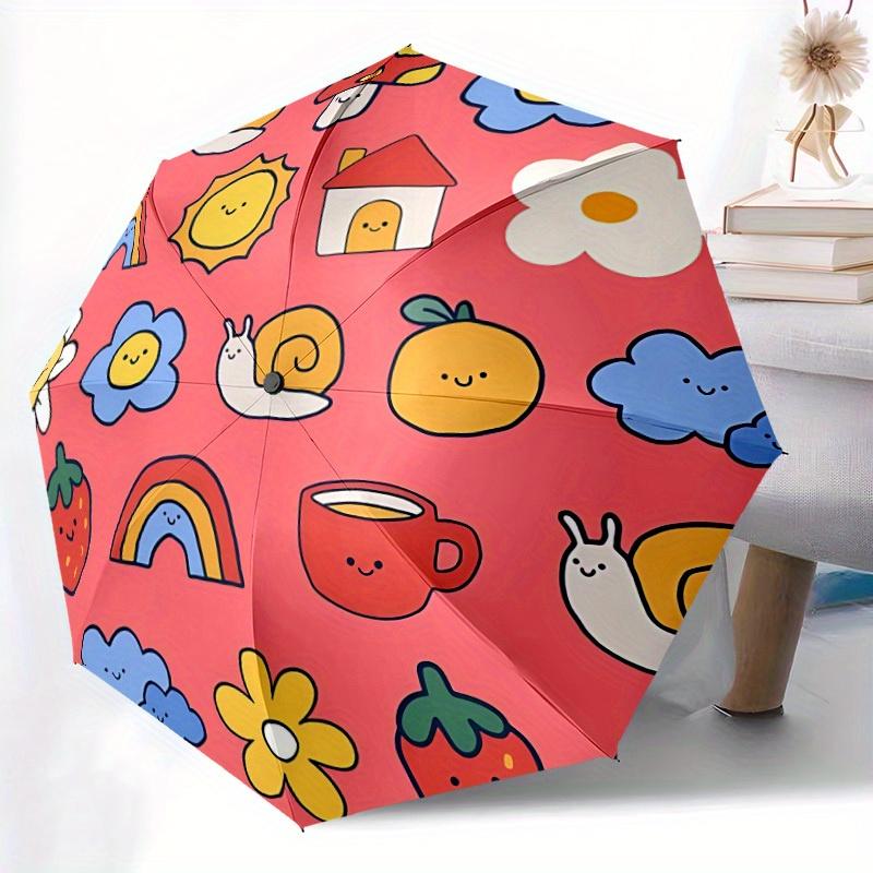 1pc Cute Cartoon Icons Automatic Open/Close Umbrella, Portable Folding umbrella for Everyday Use yy250826050