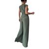 Women's 2-Piece Fashionable Casual Sleeveless Asymmetric Top And Wide-Leg Pants Set