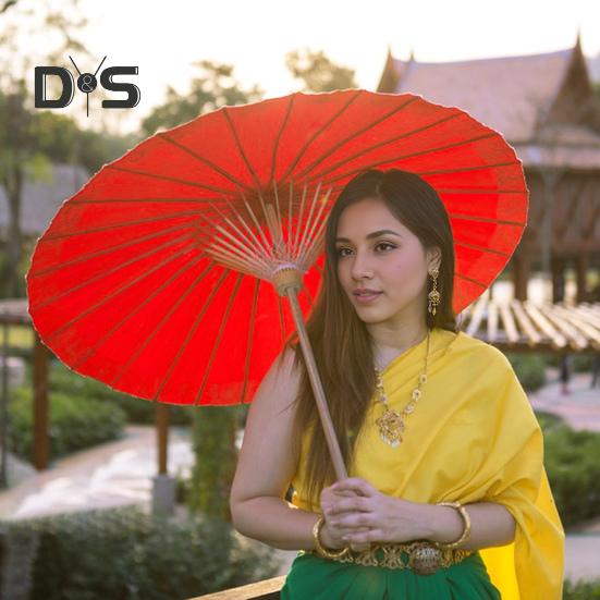 20/30/40/60/85CM Colorful Paper Umbrella Chinese Style DIY Crafts Decorative Oil-paper Painting Umbrella Bamboo Handle Oriental Parasol Party Favors