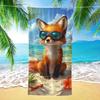 2D Flat Cute Fox Beach Pattern Beach Towel Soft Water Absorbent Multi-Purpose for Beach Vacation Travel Multiple Sizes Best Gift