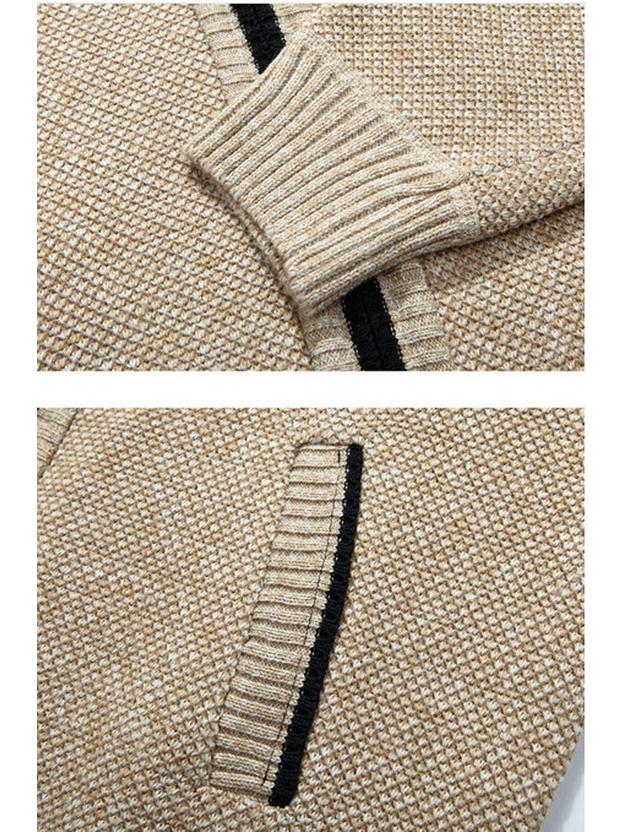 Autumn Men's Plus Size Thick Knit Sweater Coat with Velvet Lining - Trendy Long Sleeve Top (4X-5X)