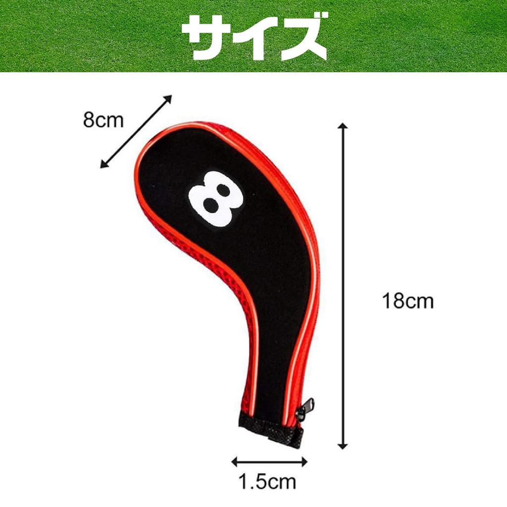 Saki&Masa Eisenhülle, Golfschlägerhauben-Set mit Zählungen, bedruckt, mit Reißverschluss, langer Hals, 12er-Set (blau)