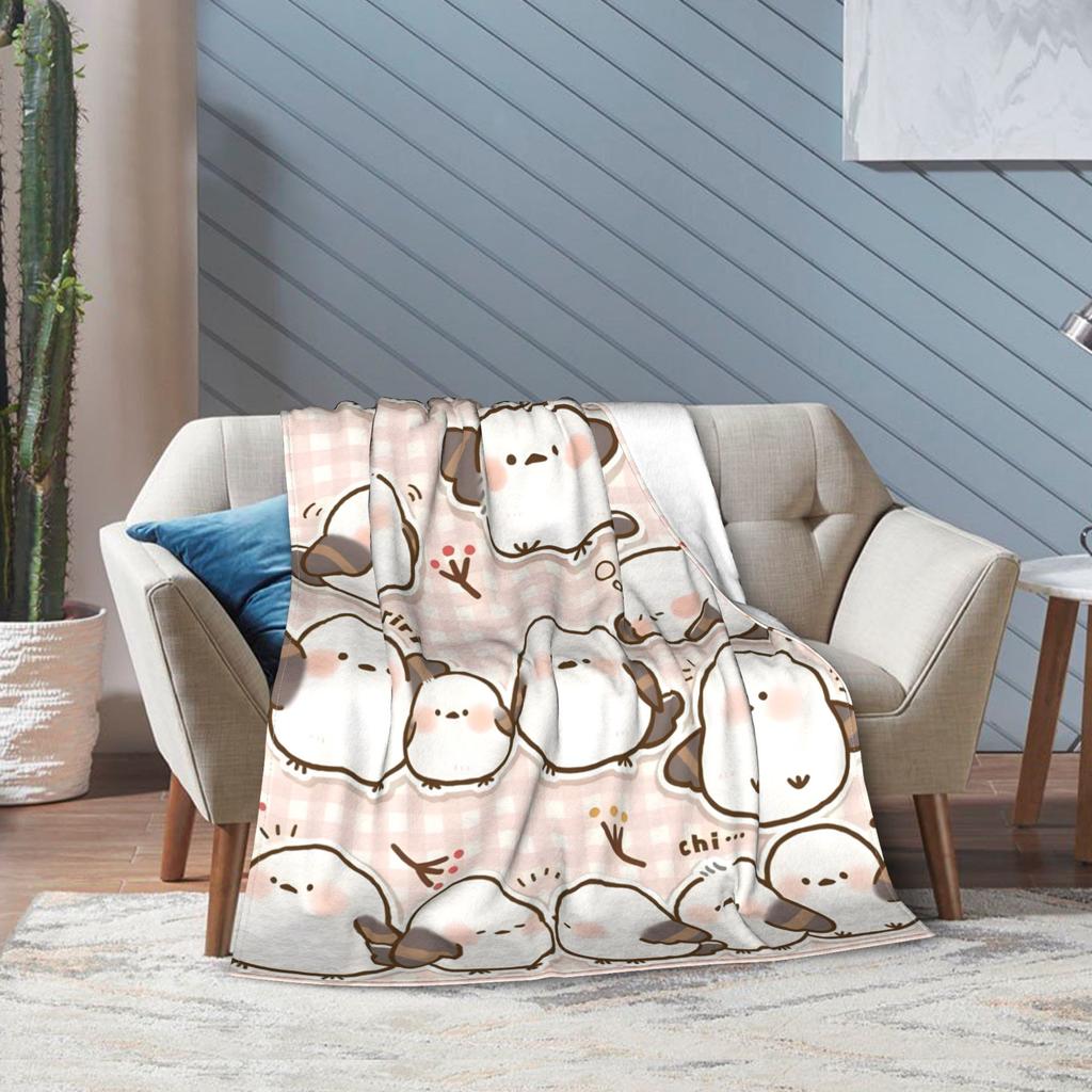 Cute Shima Enaga Bird Print Blanket Soft All Season Couch Sofa Bed Throw Blanket Gift