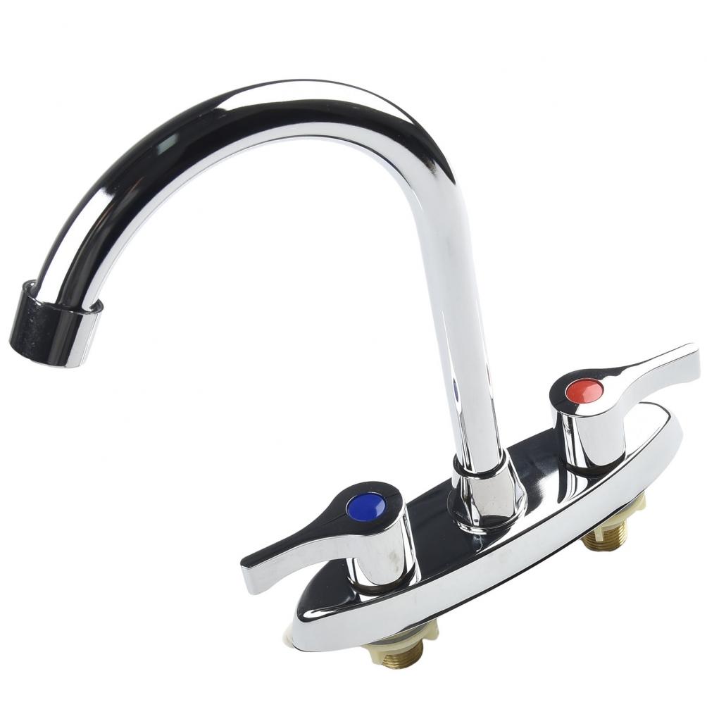 Brass Double Hole Handle Kitchen Faucet Suitable For Kitchen