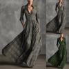 Damen Plaid Hemdkleid V-Ausschnitt Knopfleiste Knopfleiste Schlitz Asymmetrischer Saum Kariertes Maxikleid mit Taschen