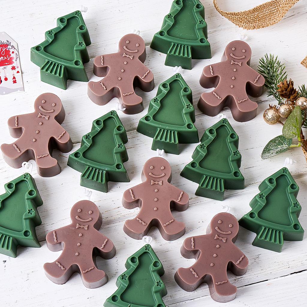 Xmas Series Silicone Candle Mold DIY Cartoon Gingerbread Man Christmas Tree Soap Molds Plaster Resin Craft Making Home Decor