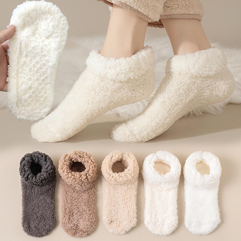 1Pair Fluffy Warm Comfortable Indoor Non Slip Dormitories Daily Lightweight Polyester Soft Floor Socks Bedrooms