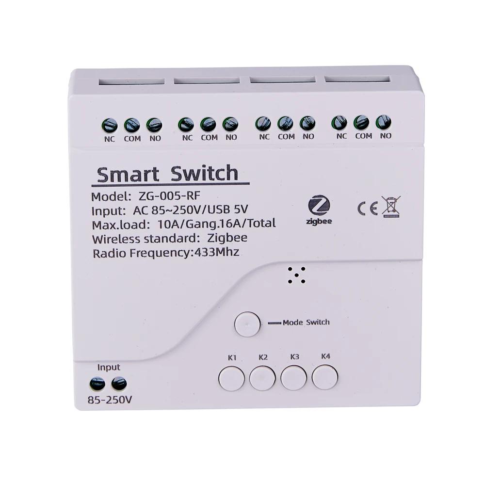 4CH Zigbee Tuya Smart Home Relay Module 85-250V Relay AC DC 7-32V 85-250V Works Alexa Google Assistant Smart Light Switch