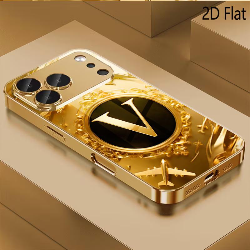 Aircraft V Patterned Tempered Glass Design for iPhone16 17 ProMax 1514 1312 11ProMax Phone Case Camera Cover Shockproof Hard Bac
