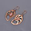 Natural Pink Sapphire Copper Dangle Daughter Gift Electroformed Earrings Jewelry V-103