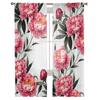 Peony Flower Chinese Ink Painting Bedroom Transparent Sheer Curtains Holiday Decoration Window Voile Tulle Curtain