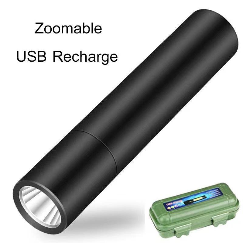 "Rechargeable Mini LED Flashlight with Strong Beam, Portable Side Light for Outdoor and Home Use"