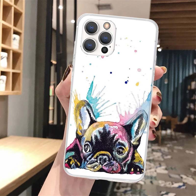

French Bulldog Dog Pug Soft Phone Case For iPhone 16 15 14 13 12 11 Pro Max X XR XS 7 Plus 8 + SE 2020 Pattern Customized Cover iPhone 13 Mini