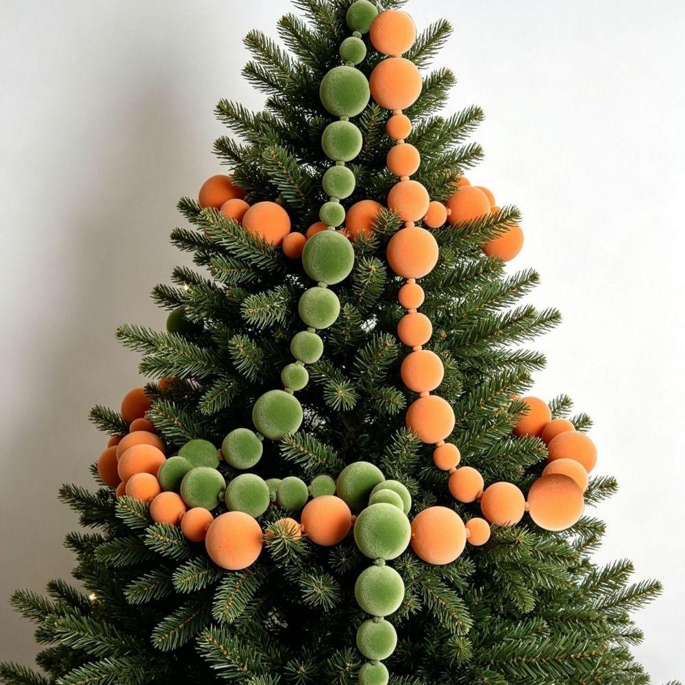 Multicolor Flocking Ball String Mixed Size Christmas Ball String  Home Decoration