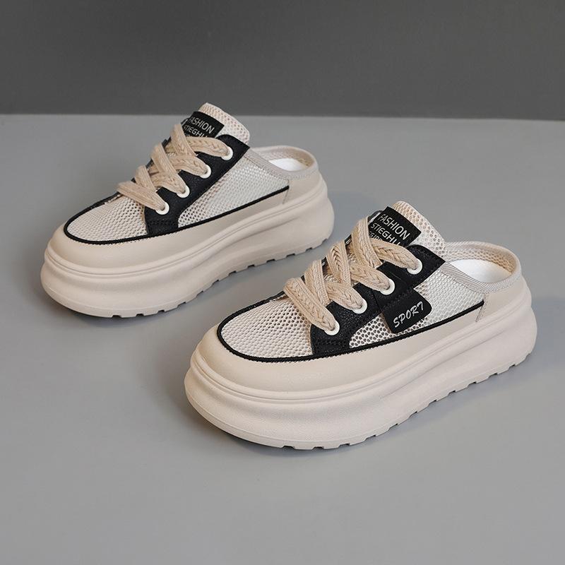New Semi-torque Women's Shoes Summer Casual Mesh Breathable Slippers Slim Thin-soled Shoes Versatile