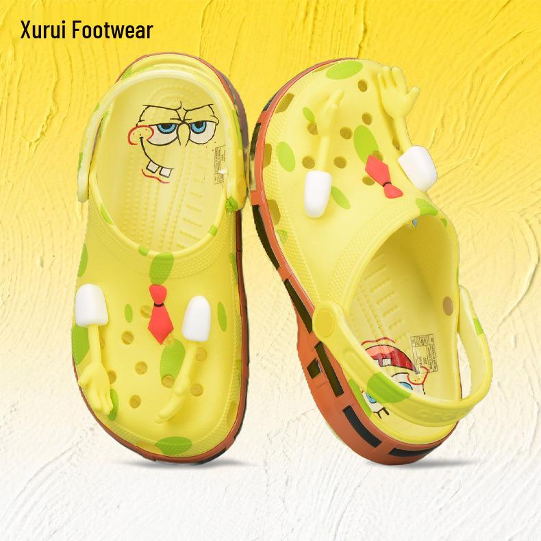 SpongeBob & Patrick Cartoon Crocs for Toddlers - Non-slip, Wear-resistant Beach Sandals