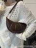Solid Color Croissant Casual Embossed Shoulder Bag - 2025 Trend Autumn/Winter Fashion