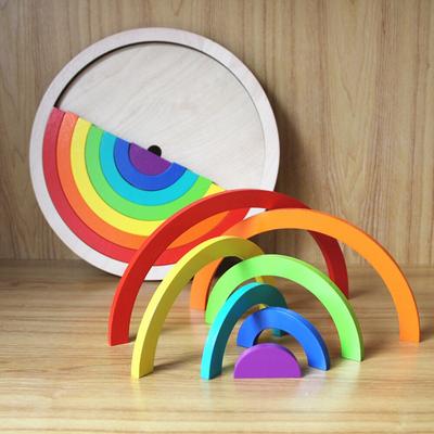 Holz Regenbogen Bausteine Baby Frühes Lernen Lehr Holz Spielzeug Bunte Holz Blöcke Spielzeug Für Kinder Kinder Geschenke