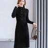 2025 Autumn/Winter Women's Mid-Length Mink Velvet Dress - Fashionable, Age-Reducing Woolen Base Layer for Mothers