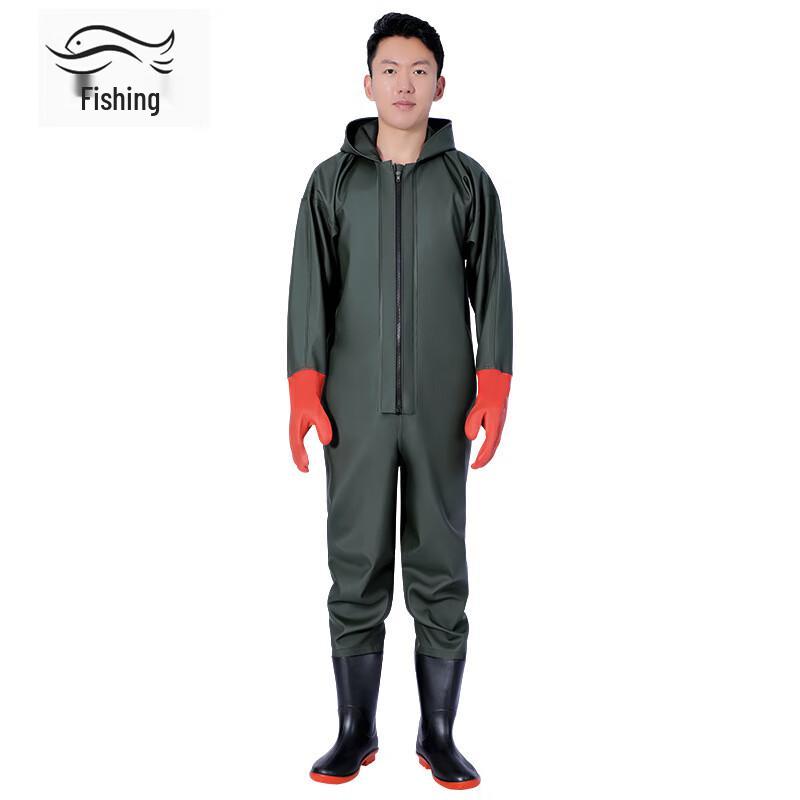 Yudoduo Men's Green Waterproof Fishing Waders with Boots