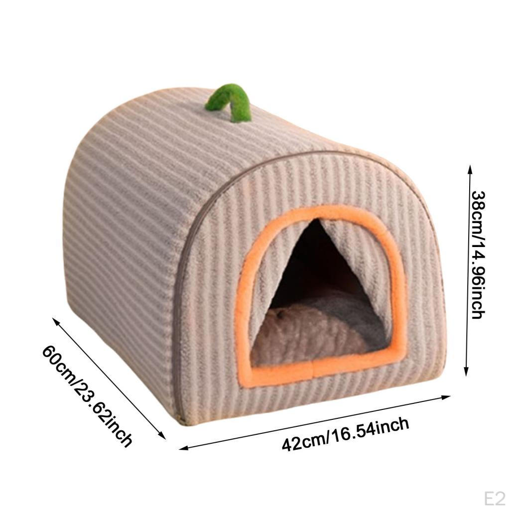 Indoor Pet House Dog Portable Handle Snooze Soft Enclosed Warm Bed with Door Curtain for