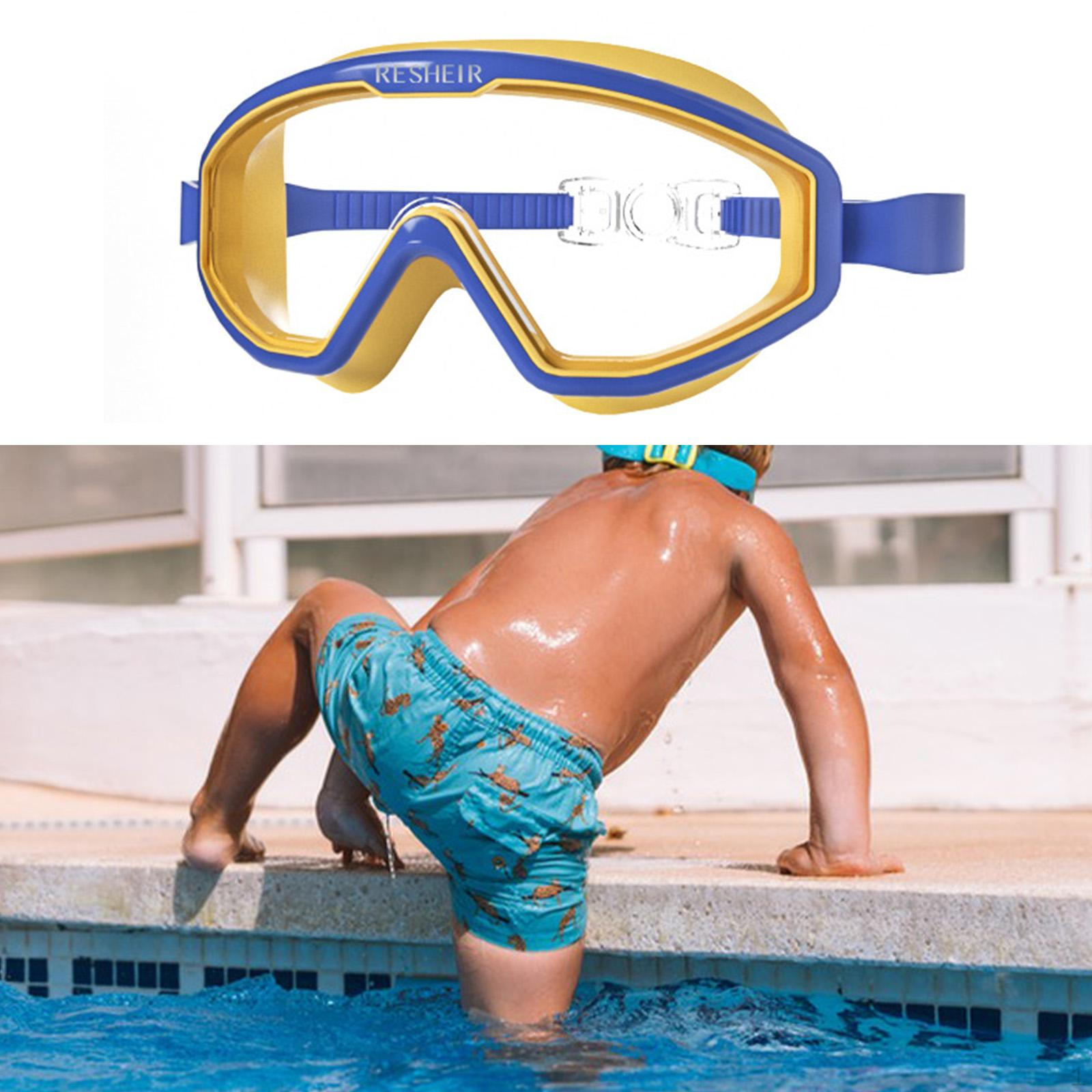 

Детские очки для плавания, легкие водонепроницаемые очки с широким полем зрения Blue Yellow