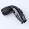 90 Degree Aluminum -8 AN Female To AN8 PTFE Fuel Line Hose Fitting One Piece Full Flow Connector for Teflon Hose, Black