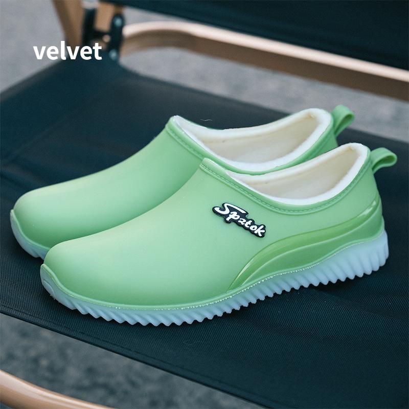 Chaussures de Pluie Mode Femme Marche Extérieure Antidérapantes Chaussures d'Eau Courtes Bottes d'Eau Bottes de Pluie Courtes Chaussures de Lavage de Voiture Chaussures Collées