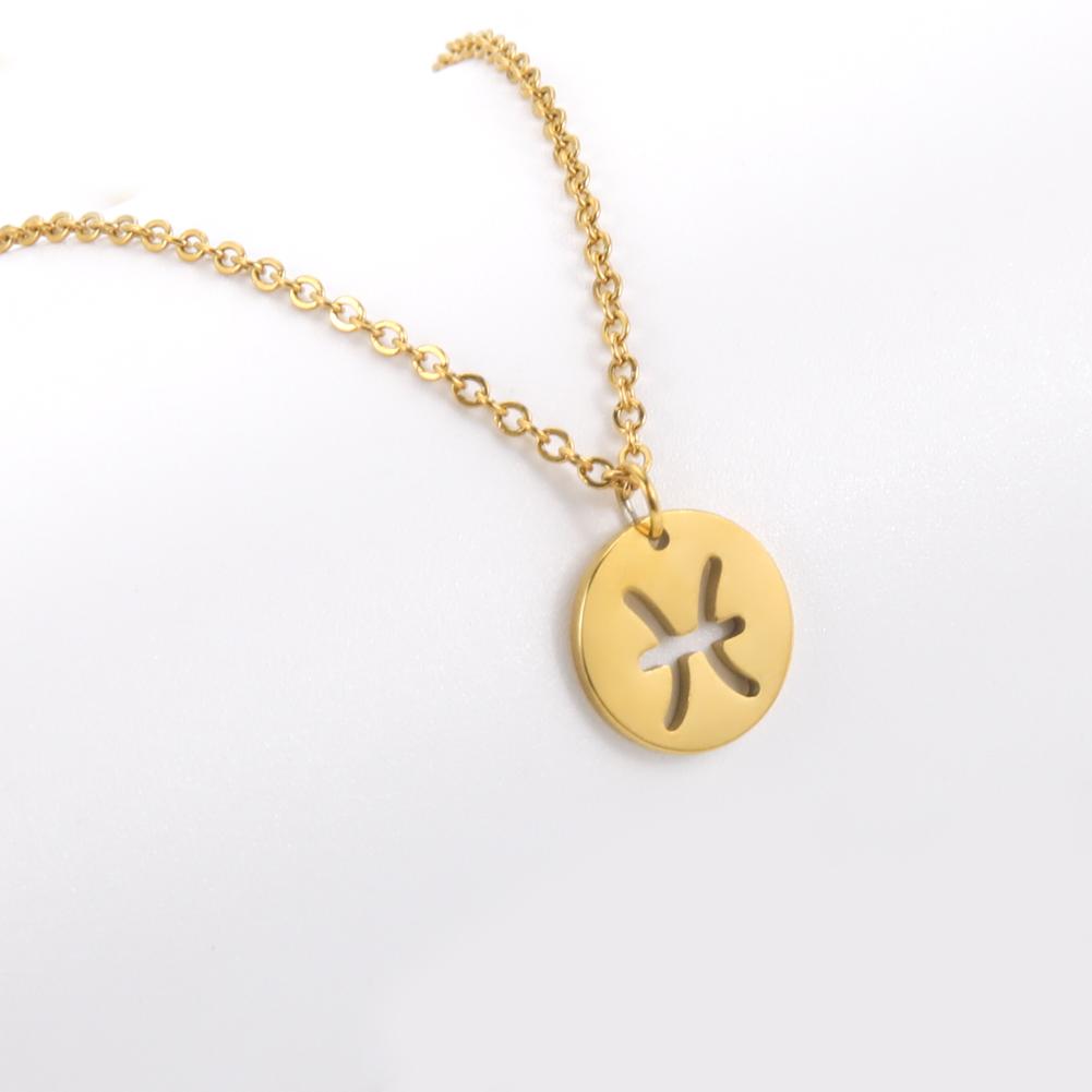 Stainless Steel Star Zodiac Sign Necklaces 12 Constellation Choker Pendants Aries Libra Leo Collier Birthday Gift