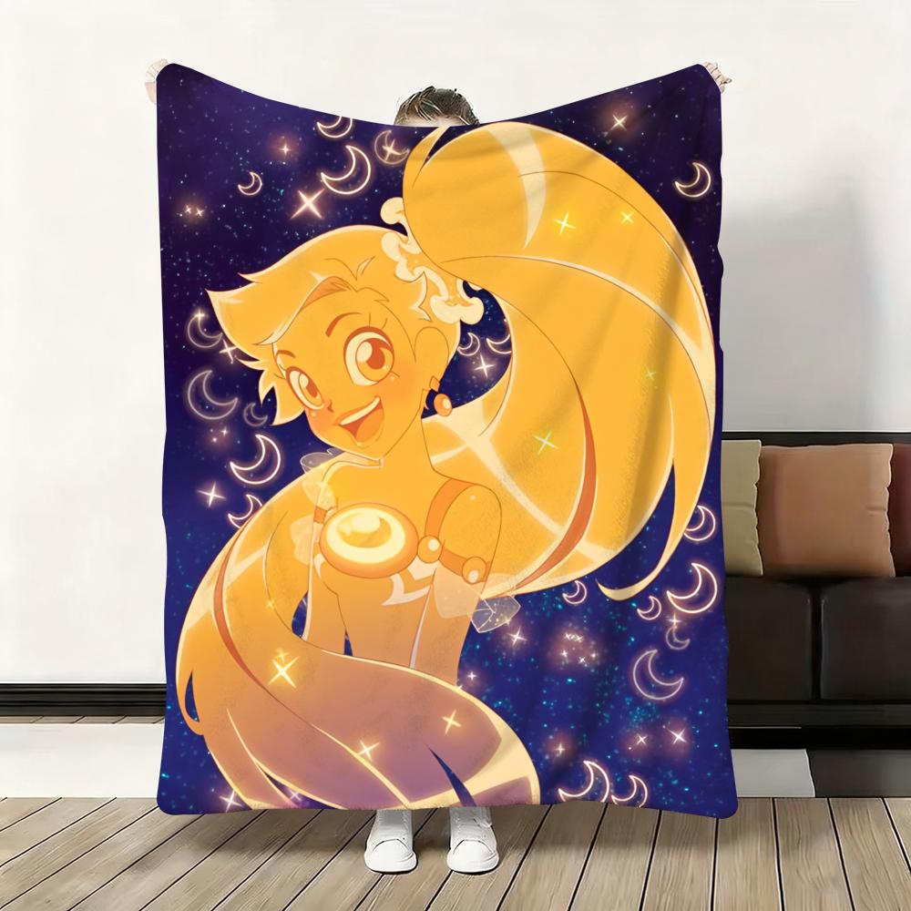Süßer Cartoon L-LoliRock Wurf Weiche Flanelldecke Warm Knie Hautfreundlich Überwurf für Sofa Büro Bett Reisen Winter Übergröße