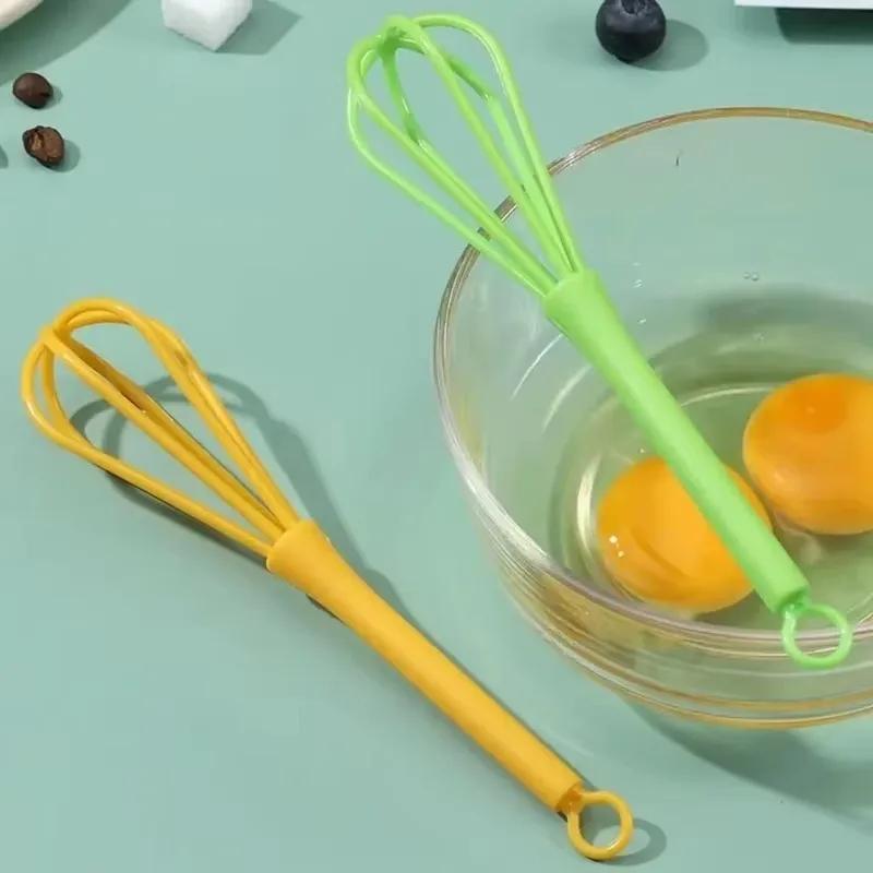 1Pc 18cm Rotary Manual Egg Beater Mixer Plastic Mini Kitchen Egg Whisk Bake Tools Egg Agitator Whisk Milk Frother Kitchen Tools