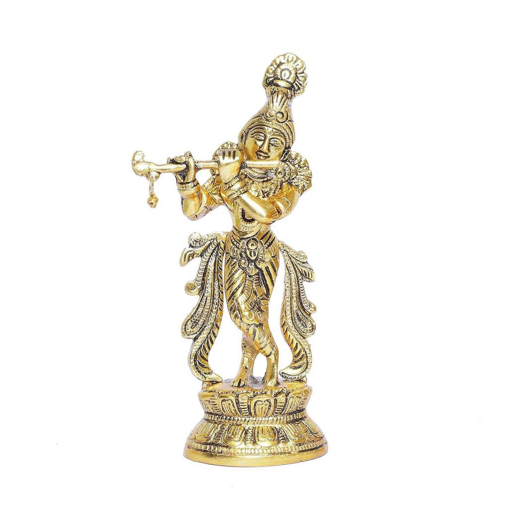Lord Krishna Metal Statue,Krishna Murti Playing Flute for Temple Pooja,Decor Your Home,Office & Gift Your Relatives,Showpiece