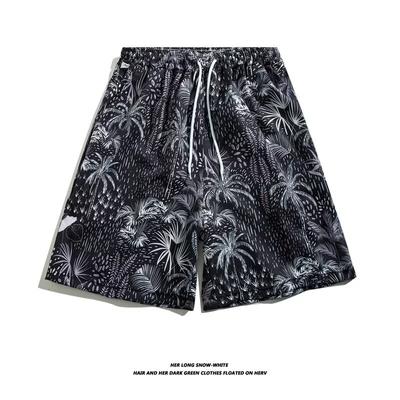 Ice Silk Cool Hawaiian Beach Shorts Men'S Summer Thin Design Japanese Retro American Trendy Brand Casual Five Quarter Pants