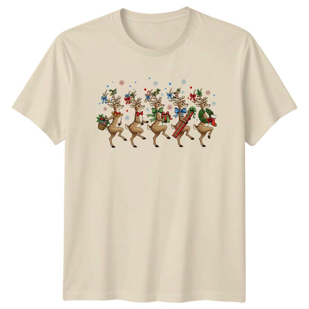 Christmas Reindeer Holiday Unisexs TShirt Unisexs Tee Graphic Top