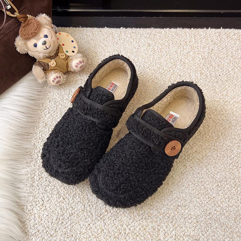 2025 New Winter Soft-soled Mary Jane Fashion Commuter Piled Thickened Warm Flat-soled Cotton Shoes Women's Fluffy Shoes