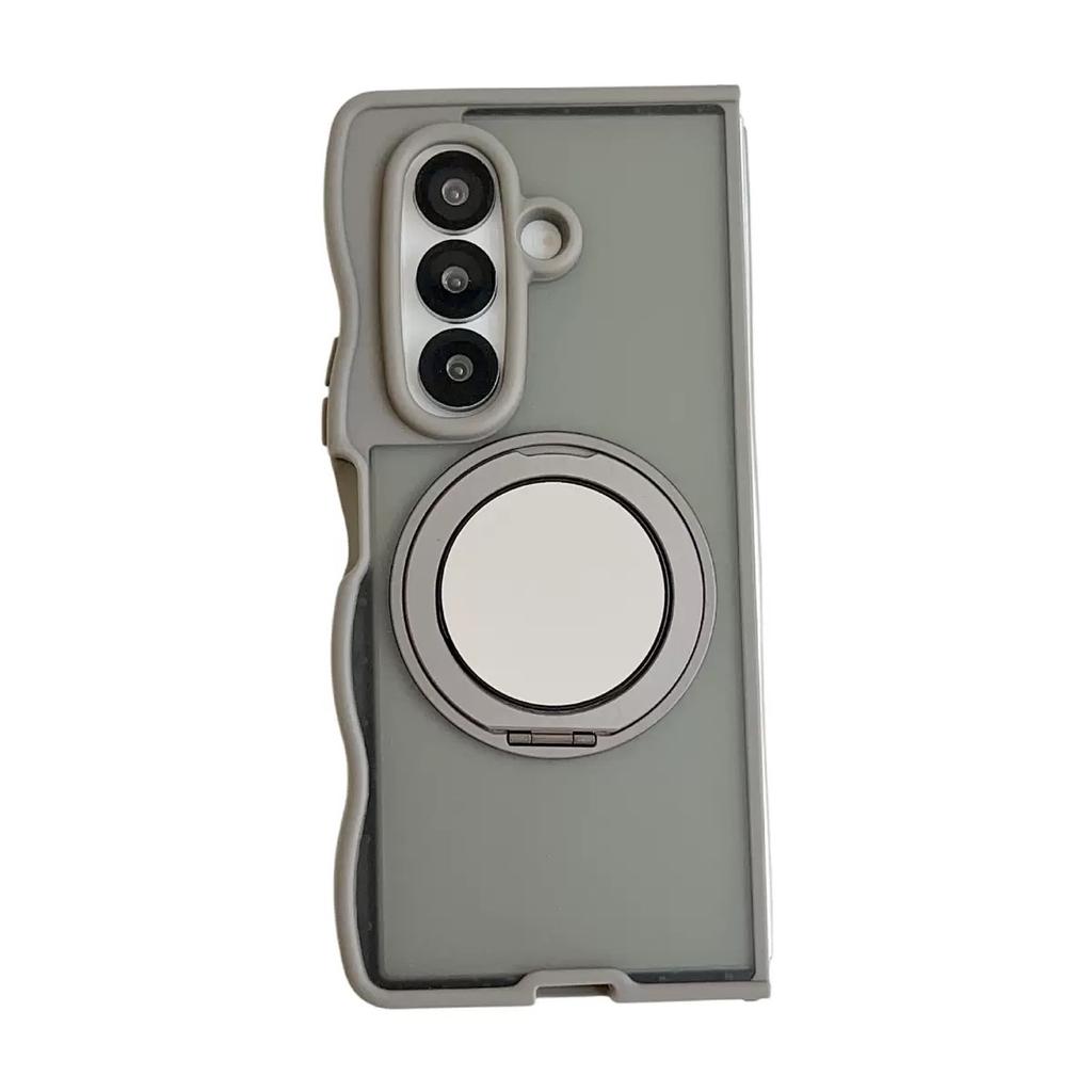 High Quality Foldable Mirror Bracket Magnetic Wave Phone Case TPU Shockproof Phone Case for Samsung Zfold 7 6 5 4