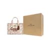 COACH Cargo Signature Canvas Handbag Medium Womens Brass Natural Color