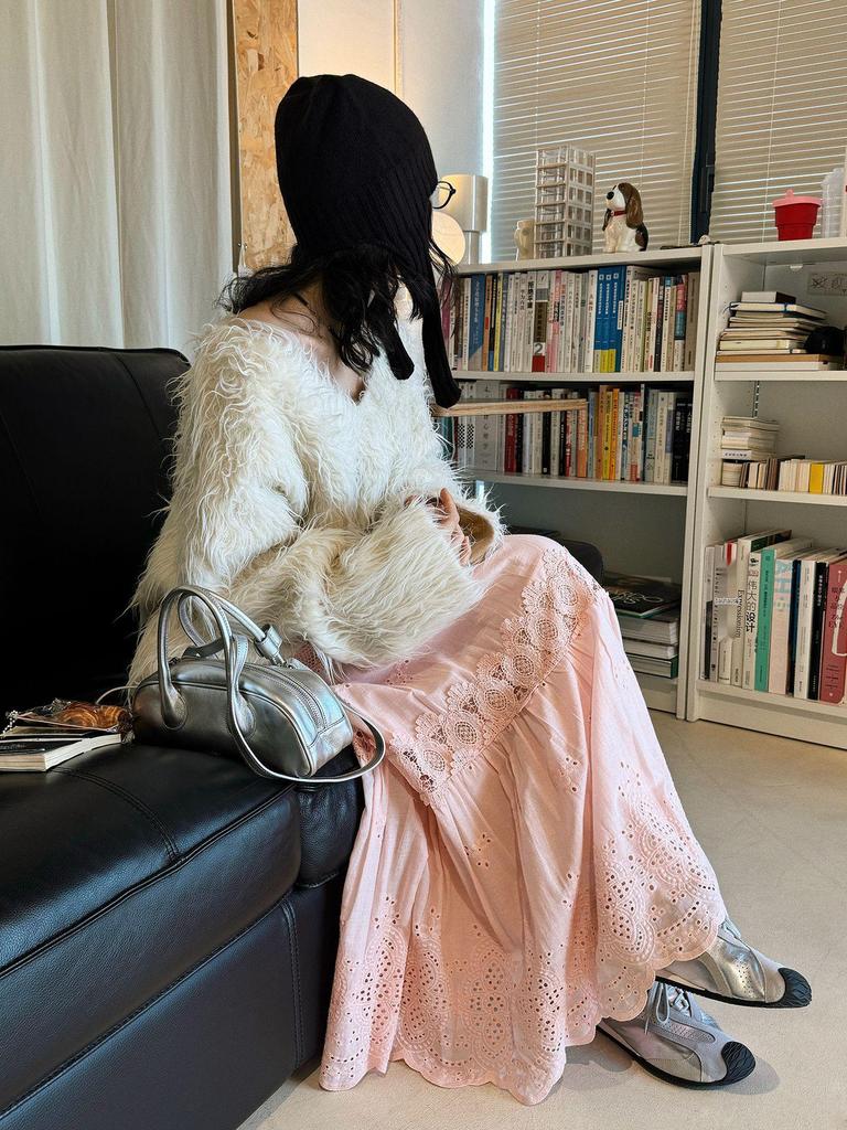 Spring Bohemian Romantic Lace Petal Patchwork Midi Skirt