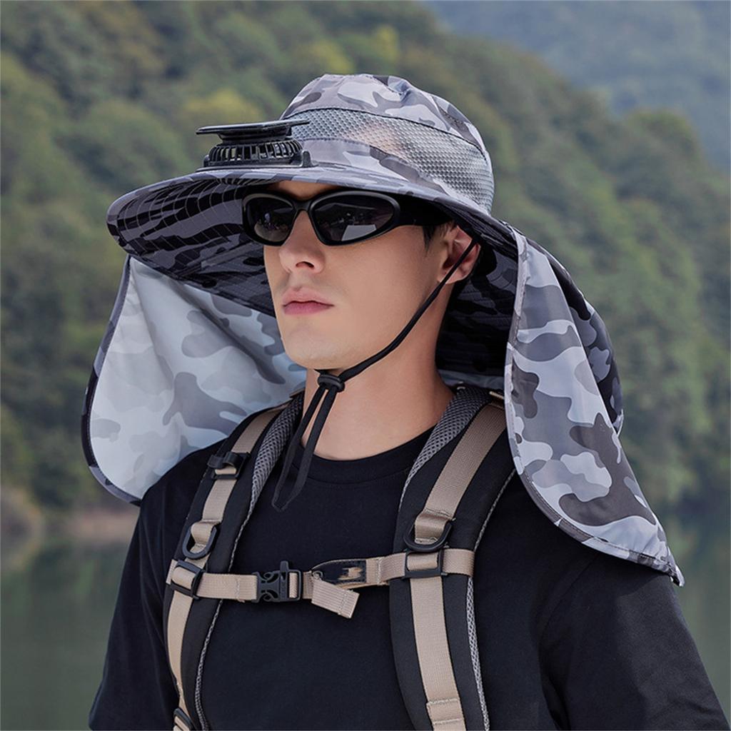 Outdoor Mountaineering Fishing Sun Hat With Large Solar Fan