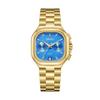 Women's S Elegant Dress Watch with Golden Stainless Steel Band Square Green Dial Waterproof Quartz Wristwatch with Luminous Hand